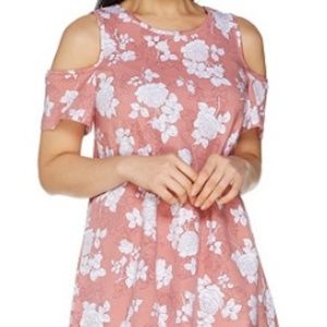 Floral Print Cold Shoulder Round Neck Top